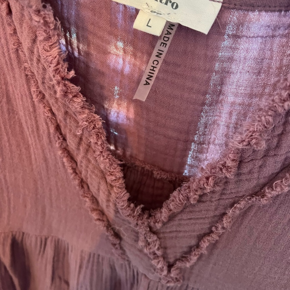entro Mauve Pink Gauze V-Neck Babydoll Dress - Picture 4 of 9